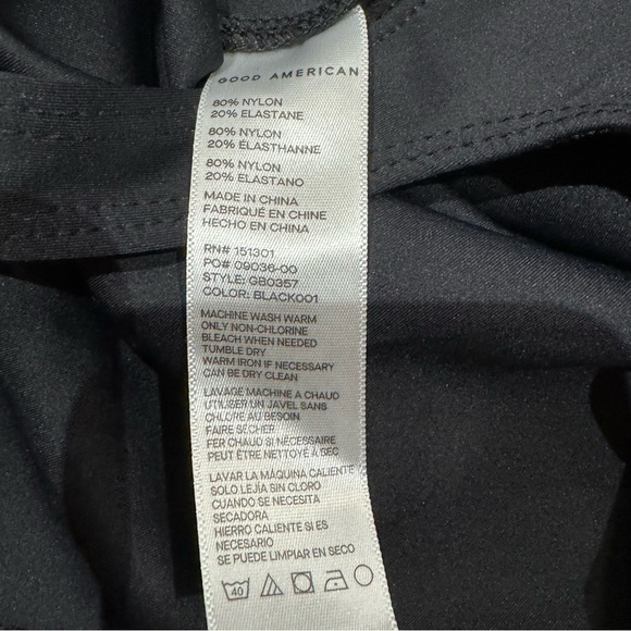 Good American Sz 0 / XL Black Bodysuit Scuba Crew Minimalist Classic Long sleeve - Picture 8 of 8